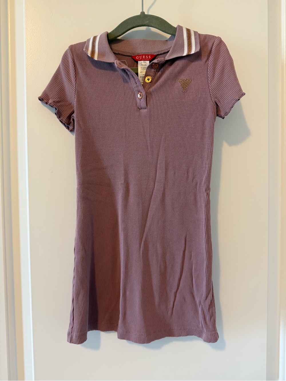 GUESS Girls Mauve Ribbed Polo Dress